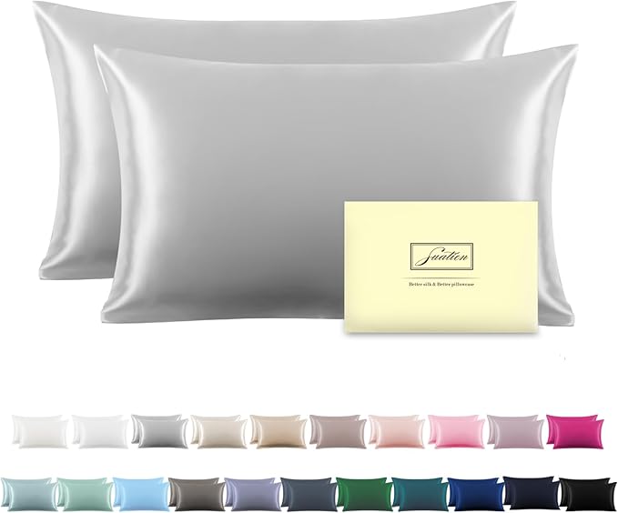 Silk Pillowcase for Hair and Skin,Soft,Breathable and Sliky 100% Silk Pillowcases King Set of 2,Both Sides Natural Mulberry Silk Pillow Cases with Hidden Zipper(King Size 20"X 36",2pcs)