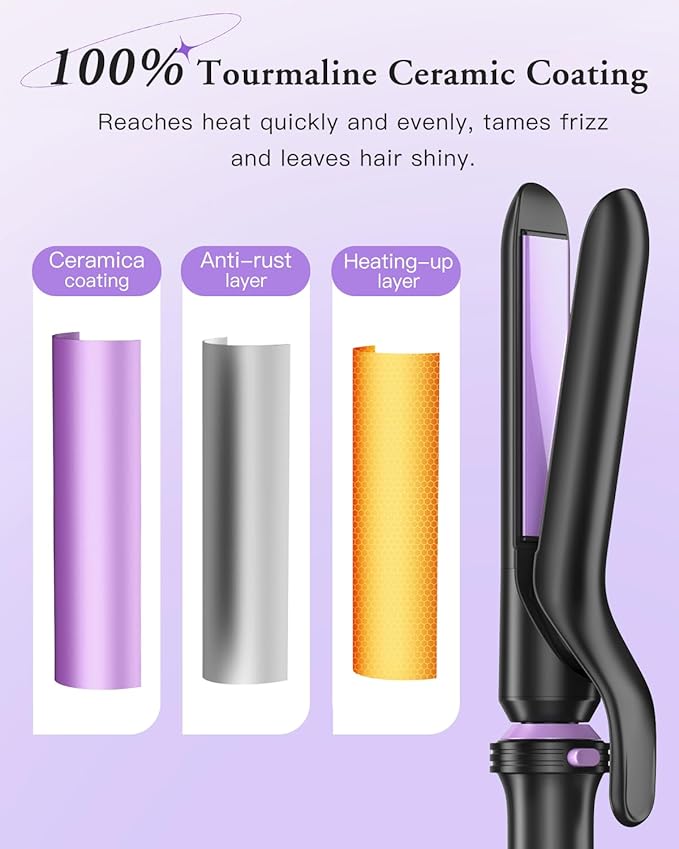 5 in 1 Curling Iron, Curling Wand Set with Thermal Brush, Flat Iron Hair Straightener, 3 Ceramic Irons (0.35"-1"), 13 Adjustable Temps, Hair Curler Waver with Heat Resistant Mat, Glove, Clip