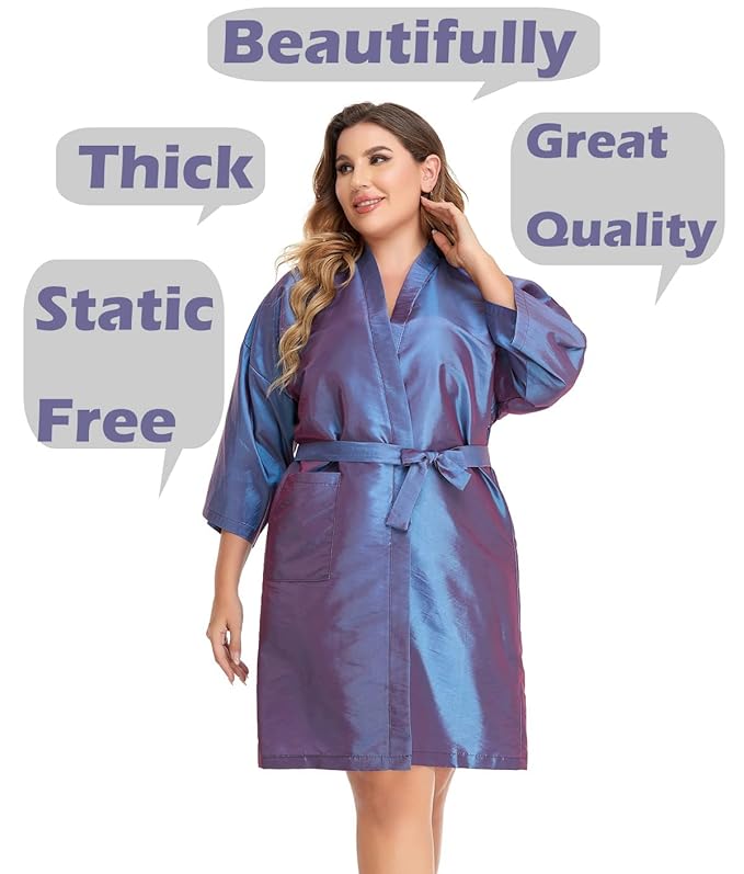 PERFEHAIR Salon Client Gown Cape, Pack of 4, Hairdressing Gown Smock Robes for Hair Stylist to Hair Cutting, Hair Coloring, Makeup-Purple