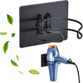 Hair Dryer Holder Wall Mounted, Hairdryer Holder for Bathroom, Blow Dryer Holder, Hair Tool Organizer for Hair Dryer Hanger Storage, Adhesive Blow Dryer Organizer (Black)