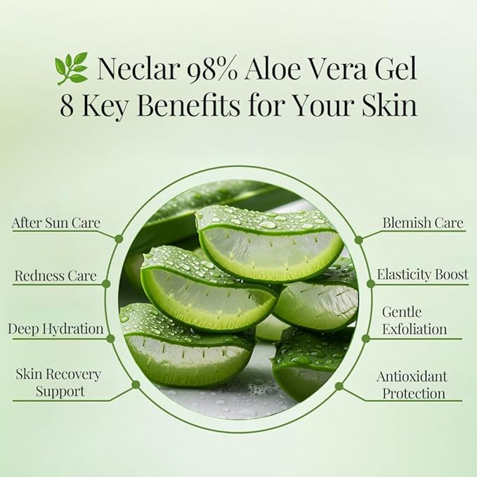 Aloe Vera Gel - for Sunburn Relief - Big 33.8oz / 1000ml - 98% Pure Aloe Vera - For Face, Skin and Hair - After Sun Care lotion - Sun Burn Moisturizer Cream (33.8 Fl oz)