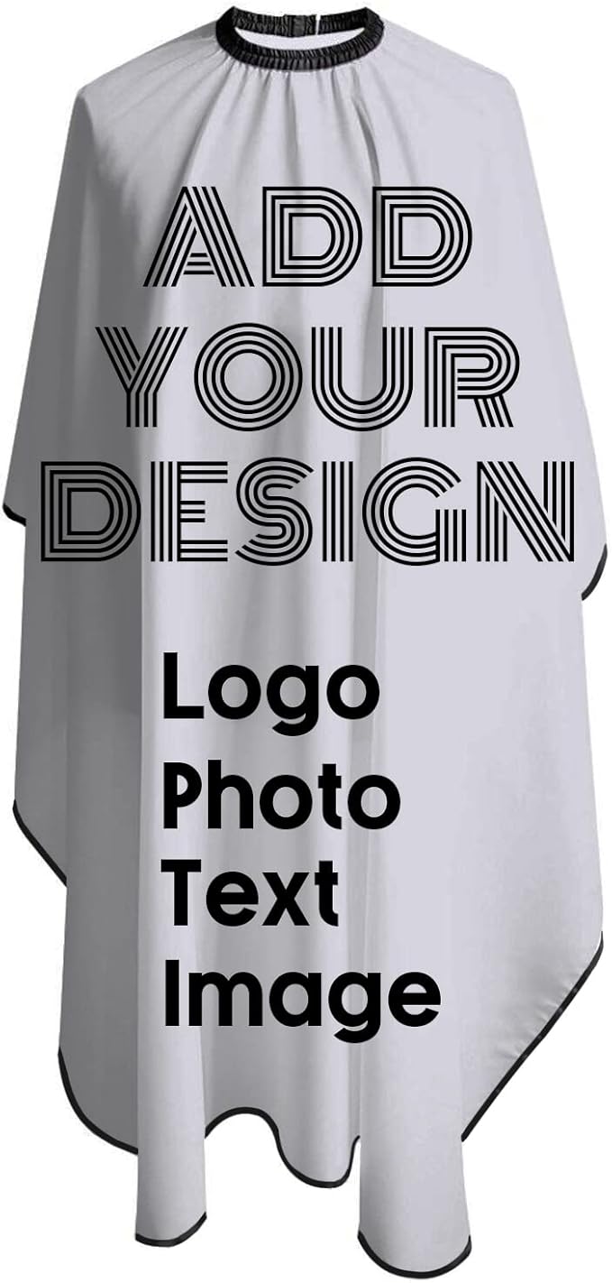 COWDIY Custom Barber Cape Personalized Hair Cutting Capes Add Your Image Text Salon Haircut Cape Hairdressing Apron for Home Salon and Barbershop (55 x 66 Inch)