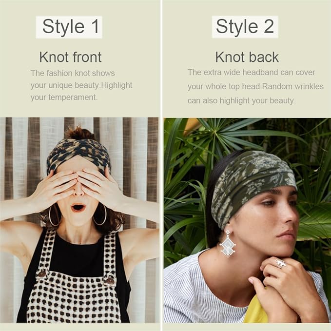 Boho Extra Wide Headbands For Women 7'' Large Headband Twist Head Bands Women's Hair Band Stretchy Turban Styling Accessories 8 Pack