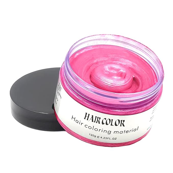 Temporary Hair Color Wax Dye,Hair Spray Color, Natural Hair Wax Color, Kids Temporay Hair Wax Dye Ash for Halloween Cosplay,Party,Masquerade (Pink, 120g)