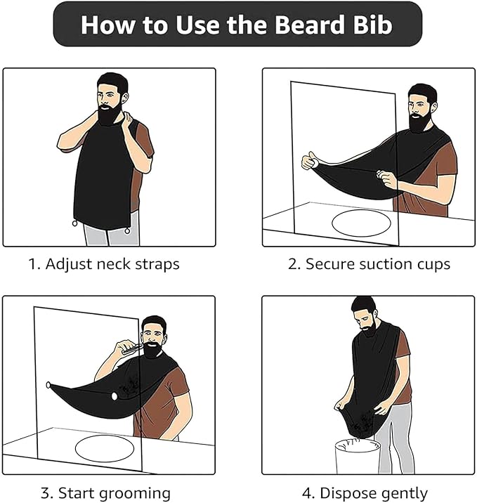 Professional Beard Bib, Non-Stick Hair Catcher Apron Waterproof, Shaving Grooming Essential for Men Dad, Space Ice and Fire American Football Shave Bib