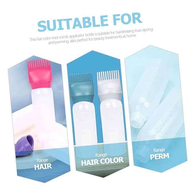4pcs Hair Oiling Bottles Comb Hair Dye Applicator for Easy Coloring Includes Graduated Scale for Hairdressers and Stylists Deep