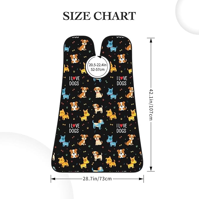Beard Bib with 3 Suction Cups, Non-Stick Waterproof Hair Catcher Apron, Men's Shaving Essential for Grooming, Doodle Pets Dog Black Shave Bib