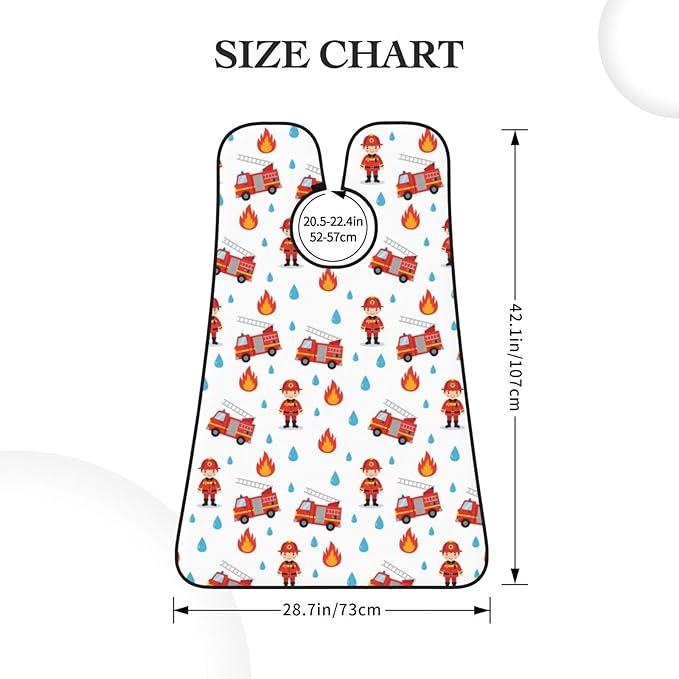 Beard Trimming Hair Catcher, Cartoon Fireman Red Fire Truck Shave Bib, Non-Stick Bib Apron Waterproof, Shaving Tool for Men for Husband Father’s Day
