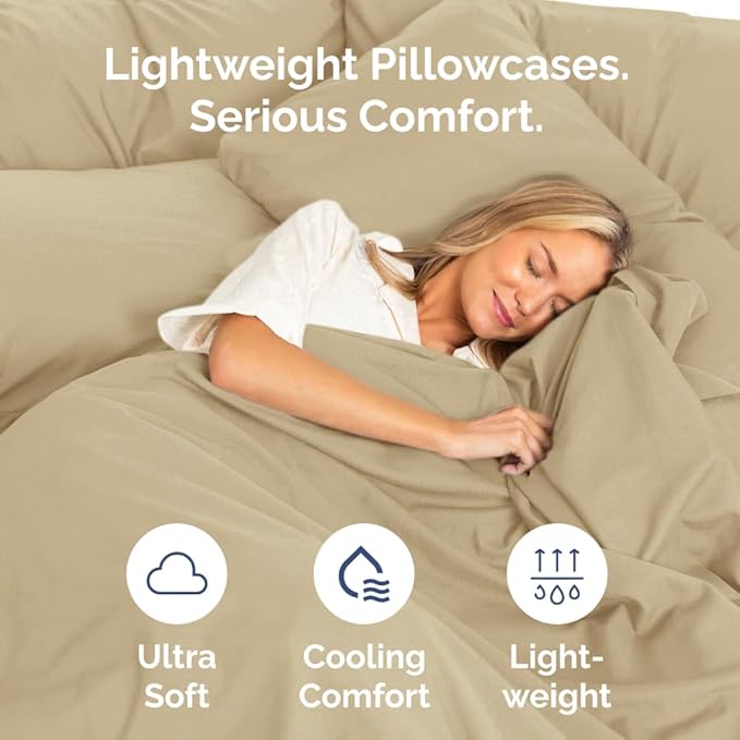 Standard Pillow Cases Set of 10 - Ultra Soft Hotel Quality Pillowcase Covers - Comfy, Cozy & Wrinkle Free - Shrink, Stain and Fade Resistant - Machine Washable Pillow Protectors - 10 Pcs Set - Beige