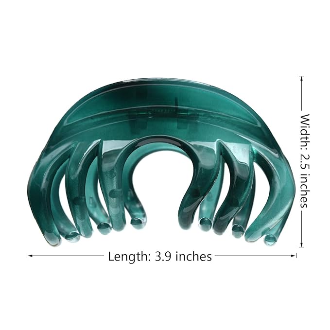 Youxuan 4 Inch Hair Claw for Women, Pretty Clip, Grip for Thick Hair, Niagara Blue