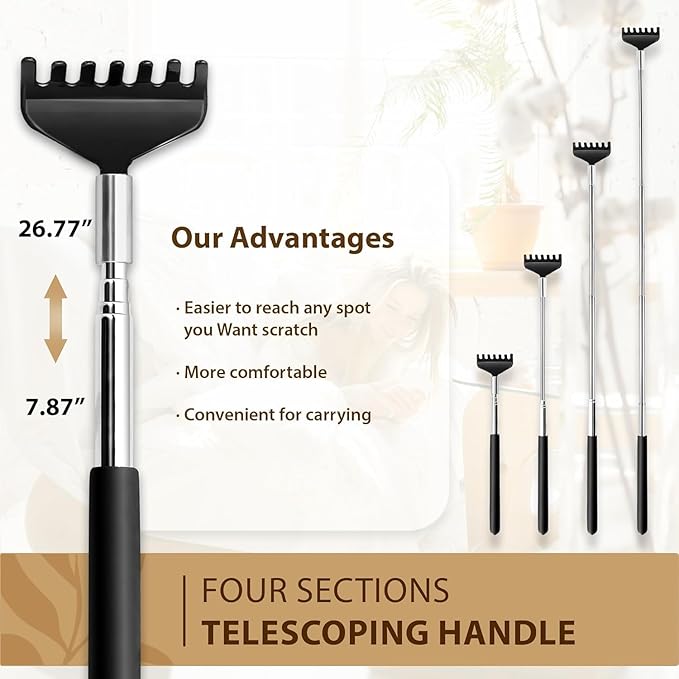 Head Massager 20 Fingers Scalp Massager Head Scratcher, Back Massage Back Scratcher, Stocking Stuffers for Scalp and Body Massage (Silvery)