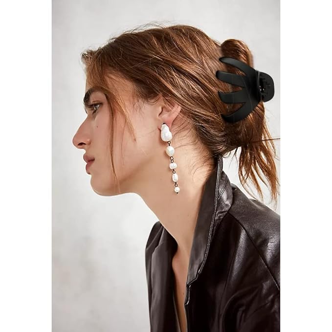 Jumbo Octopus Hair Clips - 3.15" Matte Black Claw Clips for Long, Thick Hair (Pack of 5)