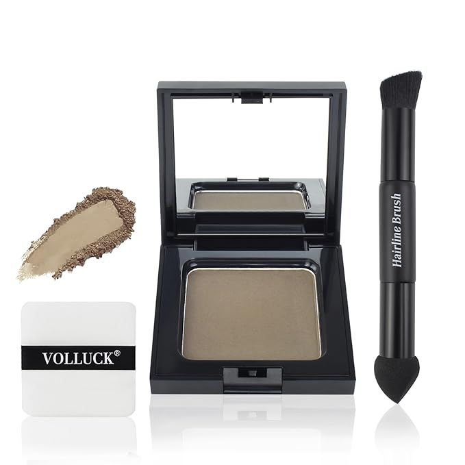 VOLLUCK Root Touch up Powder, Long-lasting Gray Hair Cover up Powder for All Hair Types, Waterproof for Women and Men (Light-Brown, 0.42 0unce)