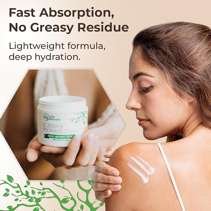Wild Naturals Eczema & Psoriasis Cream for Dry, Itchy Skin – Eczema Relief for Adults & Kids – Moisturizing Psoriasis Cream with Manuka Honey