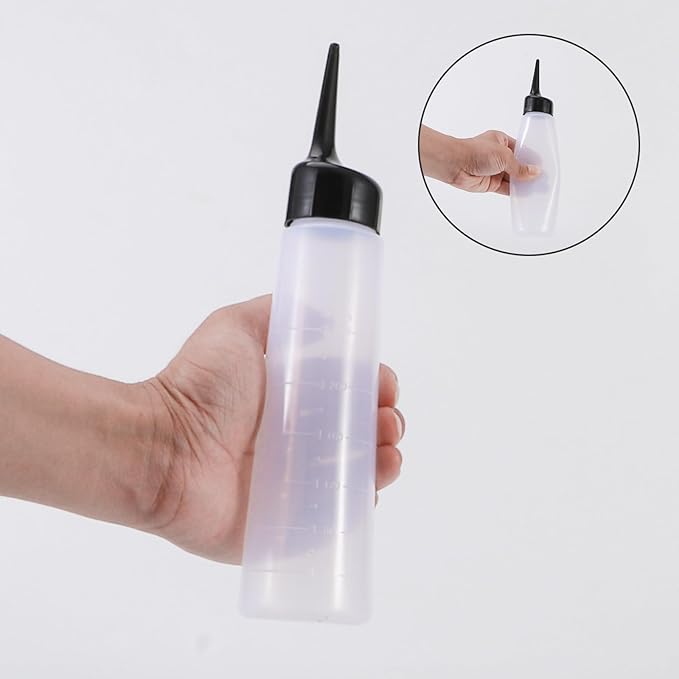 driew Applicator Bottles for Hair, 8.5oz Hair Squeeze Bottle with Angle Tip Color Applicator Bottle Dye Pack of 2,Black Cap
