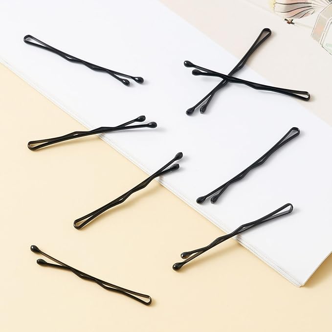 200 Pcs 1.38 Inch Wave-Shaped Bobby Pins Black Metal Hair Pins Hair Accessories for Women Stylists Hair Sticks Girl
