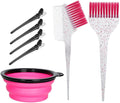 Hair Dye Color Brush and Bowl Set, Color Bowl Brushes Tool Mixing Bowl Kit Tint Comb for Hair Tint Dying Coloring Applicator (Pink&Clear)