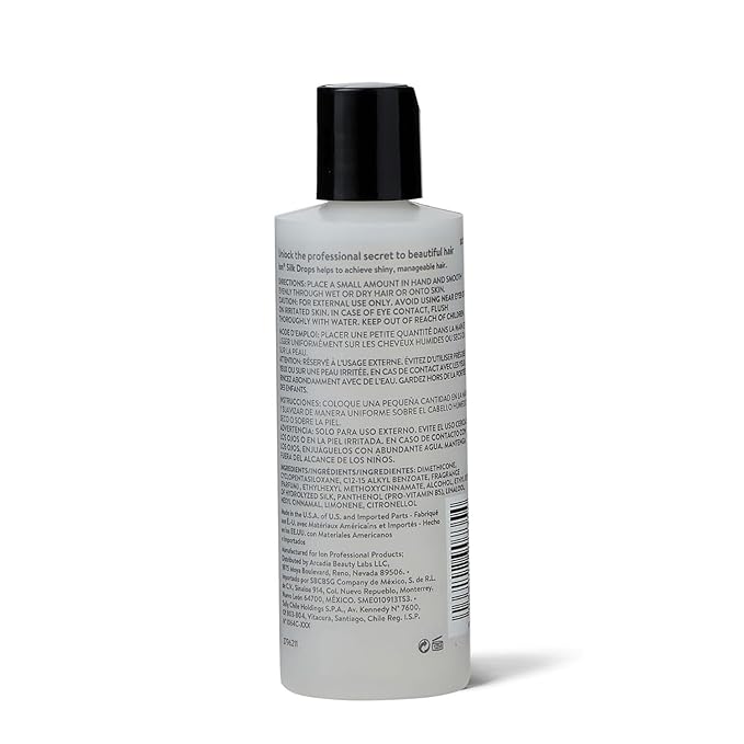 ion Silk Drops, Adds Shine & Softness, Lightweight Formula, Frizz Control, Infused with Silk Protein, 4 fl oz