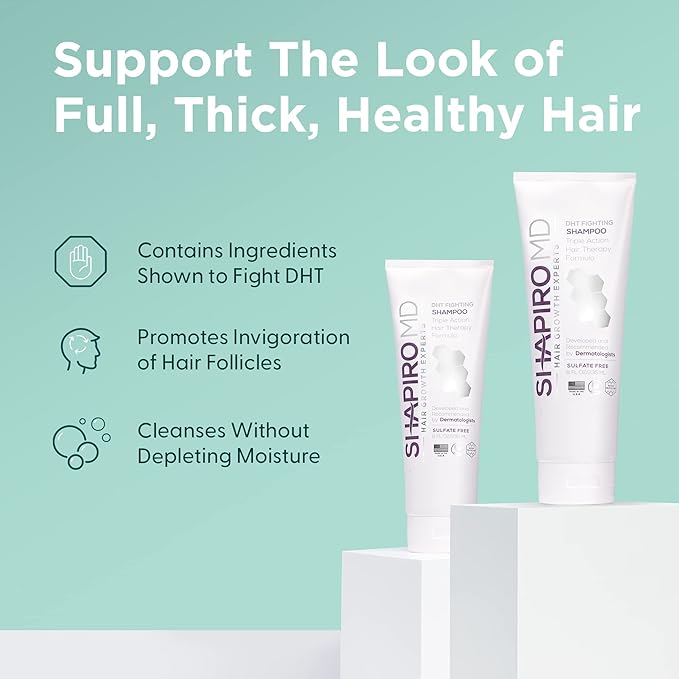 Shapiro MD Hair Growth Experts Vegan Hair Loss Shampoo for Thinning Hair | Experience Healthier, Fuller and Thicker Looking Hair (1 Month Supply)