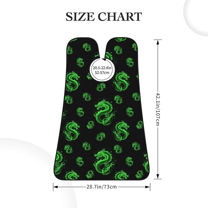 Beard Hair Catcher for Men, Waterproof Shaving Bib Apron Non-Stick, Trimming Tool for Dad Husband, Green Fire Flame Dragon Art Shave Bib