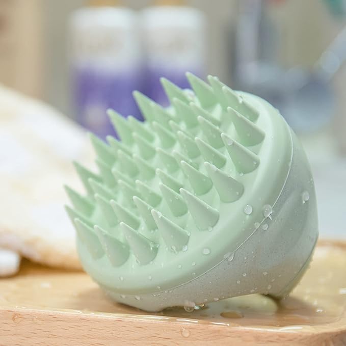 Hair Scalp Massager Shampoo Brush Silicone Scalp Scrubber Head Scrubber Exfoliating Brush - Green