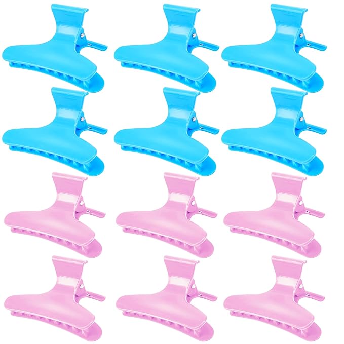 Ondder 12 Pack Butterfly Hair Clamps Clips Hair Claw Clips Salon Pro Section Clip for Styling Sectioning Cutting Coloring Hair Clips Hairdressing Salon Tool Hair Accessories for Women Girls
