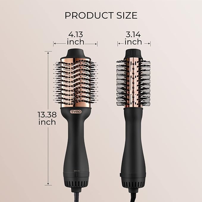 TYMO Hair Dryer Brush Blow Dryer Brush in One, 4 in 1 Ionic Hairdryer and Styler Volumizer with Oval Titanium Barrel, Hot Air Straightener for Smooth Frizz-Free Blowout, Gold