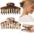 Big Claw Hair Clips 3.8 Inch Tortoise Banana for Women Girls Thin Hair French Design Celluloid Leopard Print Strong Hold for Thick Hair, 2 Color Available (2 Packs)