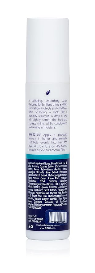 SUDZZFX Zenyth Frizz Eliminator Serum - Heat Protector, Smoothing Styling Serum for Damaged Hair - 4 Fl Oz