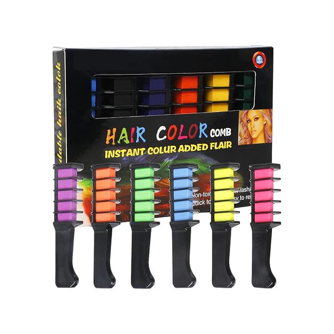12 Colors Instant Hair Color Comb Washable Quick Dry Vibrant Temporary Color,Provides Vibrantss Temporary Hairs Color,Suitable for All Ages Perfect for Birthday Parties and Gifts