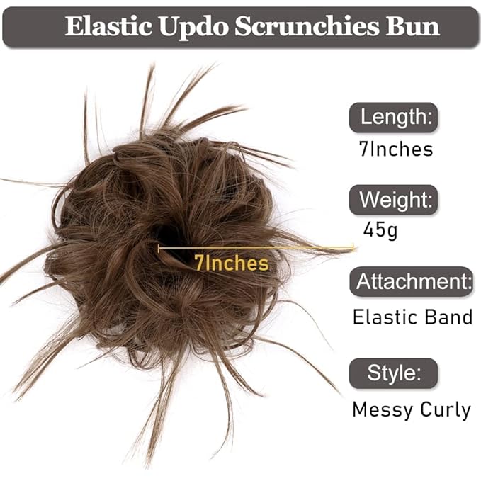 HMD Tousled Updo Messy Bun Hair Piece Hair Extension Ponytail With Elastic Rubber Band Updo Bun Synthetic Hairpieces for Women