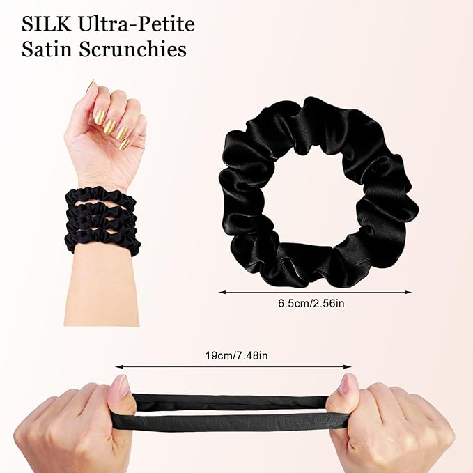 Satin Scrunchies for Women – 8PCS Blush & Brown Silk Hair Ties Set – No Crease, Frizz-Free, Gentle Elastic Hair Bands, Soft & Stylish Everyday Hair Accessories Gifts