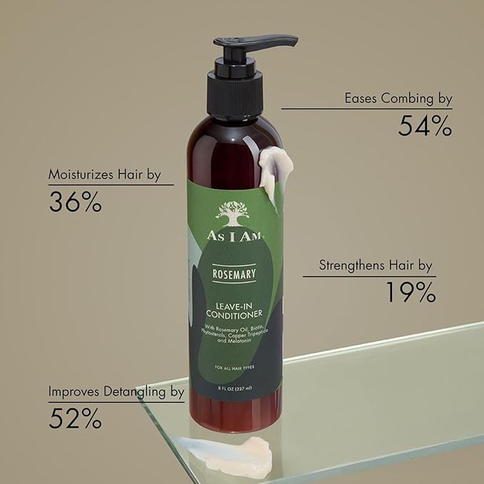 As I Am Rosemary Leave-In Conditioner 8 Fl Oz (237 ml) - with Biotin & Saw Palmetto