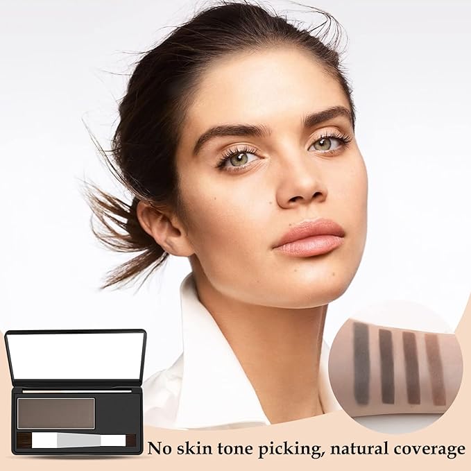 Boobeen Hair Shadow Powder Kit, Roots Touch-Up Powder Cover Hair Color, Temporary Concealer with Brush for Gray Root