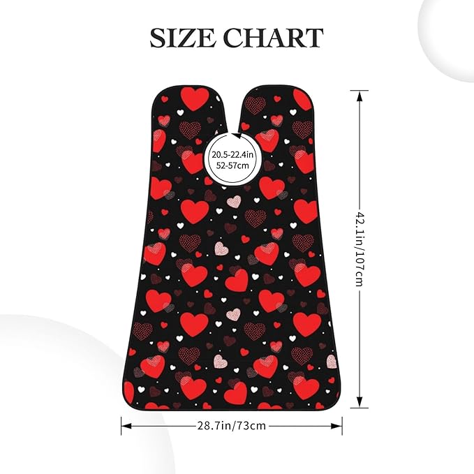 No-Slip Shaving Bib, Beard Grooming Apron with Strong Suction Cups, Valentine's Day Elegant Red Love Heart Black