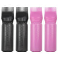 ELANE 4 Pack Root Comb Applicator Bottle, Oiling Applicator, Oil Comb Applicator for Hair Dye & Shampoos, Hair Salons (2 Black + 2 Pink)