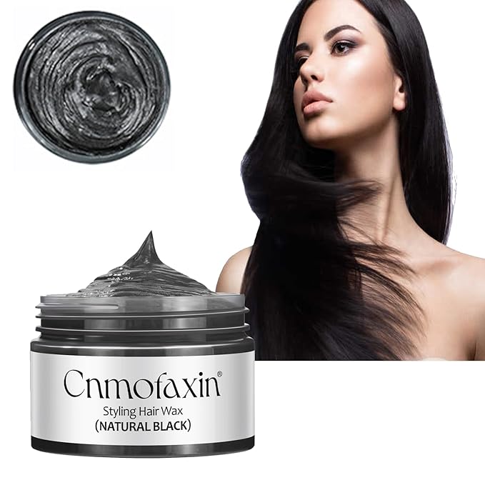 Hair Wax Color,Temporary Hair Dye Wax Natural Instant Hairstyle Cream (Black, 4.23 ounce)