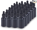 2 oz Dropper Bottle 24 Pack Black Glass Boston Bottles 60ml with Eye Droppers Black Caps for Essential Oils, Perfume, Leak Proof Travel Bottles for Liquids