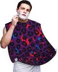 Beard Bib with 3 Suction Cups, Non-Stick Waterproof Hair Catcher Apron, Men's Shaving Essential for Grooming, Trippy Red Pink Purple Blue Cheetah Leopard Print Shave Bib