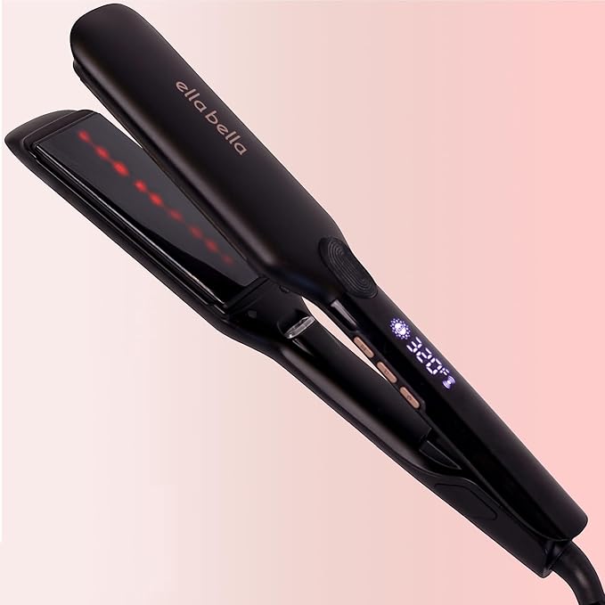 ELLA BELLA® Titanium Flat Iron Hair Straightener (with Infrared) • Professional Straightening Iron • Digital Display to Accurately Control Temperature • As Featured in Good Housekeeping