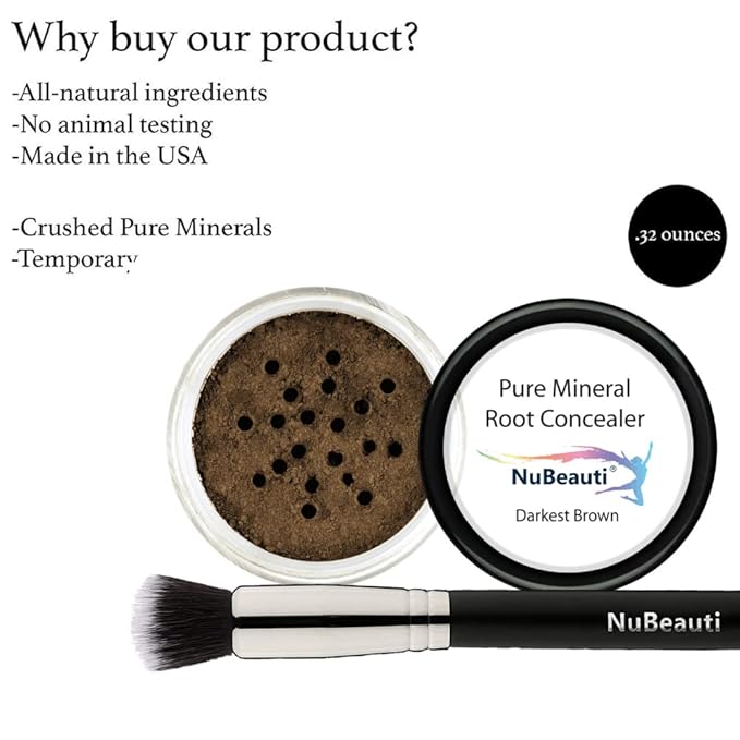 Hair Root Touch Up Powder - Darkest Brown - 11 True-to-Nature Root Concealer Shades - Longer-Lasting, Easy Hairline Shading with Clean Ingredients - With Brush