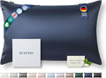 Premium Silk Pillowcase 100% Organic Mulberry Silk, 22 Momme, Grade 6A - Oeko-Tex Certified in Germany - Luxury for Hair & Skin, 1 Piece (King Size 20x36 Inches, Navy Blue)