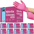 Inspire Pink Gloves Disposable Latex Free | Nitrile Pink Glove Hair and Nail Salon, Esthetician Nitrile Disposable Gloves