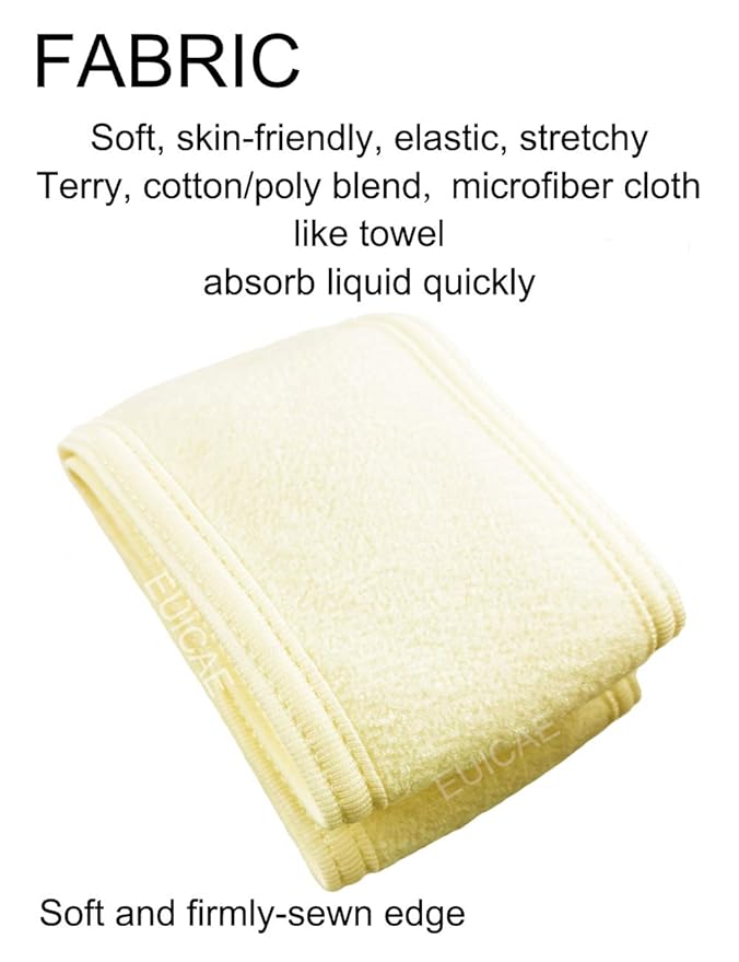 EUICAE Hair Wrap Headband, 6 Pack Non-slip Stretchable Washable Makeup Headband for Face Wash Facial Treatment Sport Fits All (Yellow, Yellow)