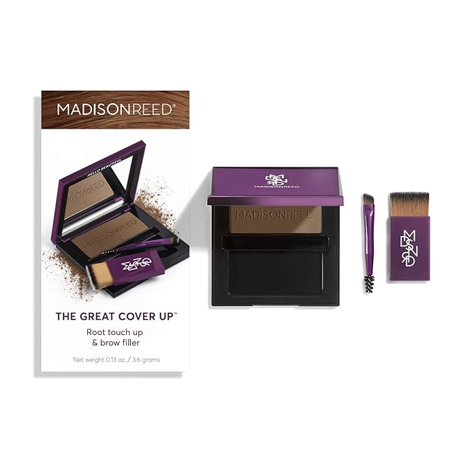 Madison Reed Root Touch Up + Brow Filler, Sabbia Light Brown, Instant Gray Coverage, Fills in Brows & Thinning Hairlines, Temporary Concealing Powder, 0.13 oz (60 uses)