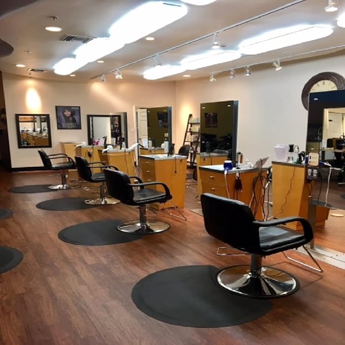 OmySalon 3'x2' Salon Floor Mat for Hair Stylist Anti Fatigue, Barber Standing Mats with Round Cut Out for Hair Styling Chair, Barbershop Spa Hairdressing Equipment