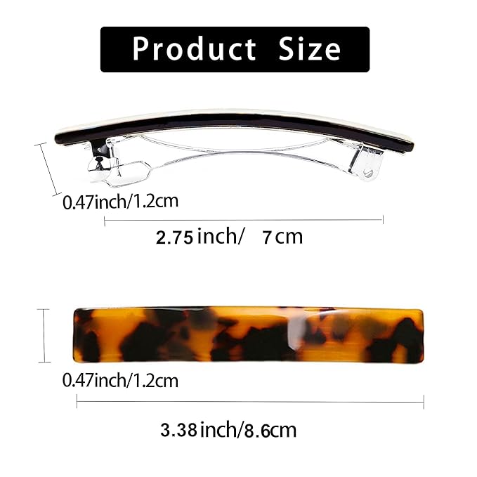 Fsmiling Hair Barrettes for Women French Hair Barrette Clip Small Acetate Hair Clips Barrette No Slip Hair Accessories 3-Pack