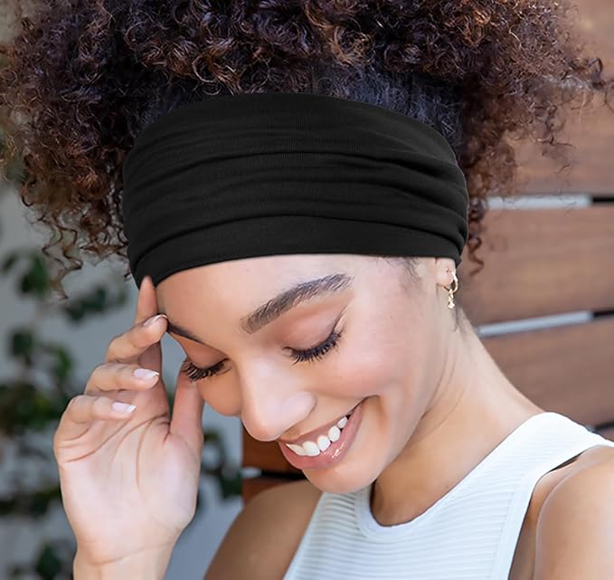 Huachi Wide Headbands for Women Non Slip Thick Womens Headbands Boho Elastic Hair Bands for Women's Hair Stretchy Sweat Headband for Workout Running Working