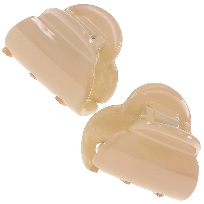 Camila Paris CP3480 French Hair Clip for Women, Set of 2 Small Beige Girls Hair Claw Clips Fashion Durable Hair Accessories for Women, Luxury Ladies Strong Hold No Slip Grip Clamp, Made in France
