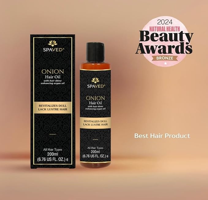 Onion Hair Oil with Rosemary & Argan – Natural Hair Oil for Hair Growth, Dandruff & Itchy Scalp – Vitamin E, Jojoba Oil – Sulfate-Free, Paraben-Free